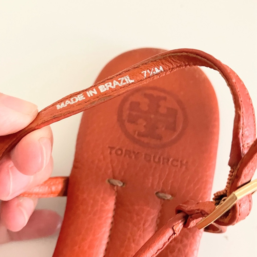 Tory Burch Women's Orange T strap Sandals - Picture 6 of 6
